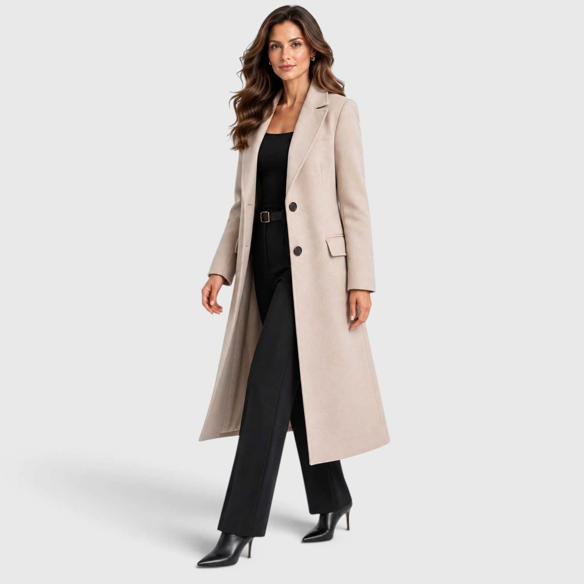 Women's Long Tailored Wool Blend Coat | Henrietta_14