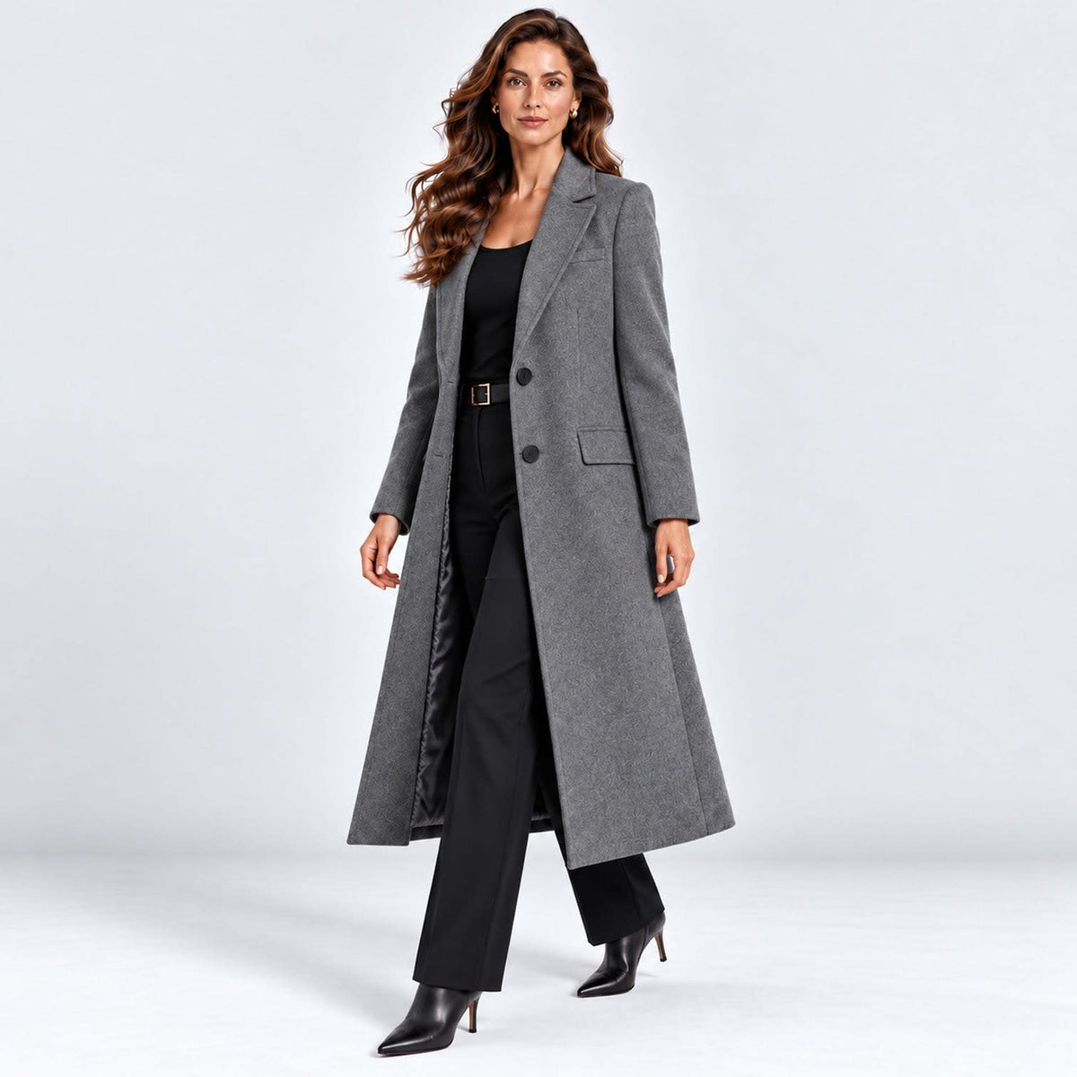 Women's Long Tailored Wool Blend Coat | Henrietta_19