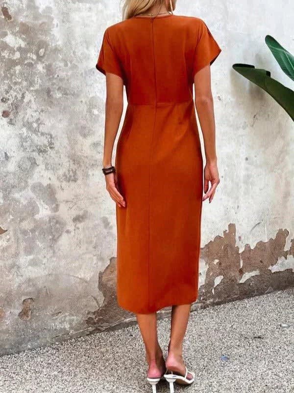 Women's Ruched Wrap Wedding Guest Midi Dress | Mia Harper_5