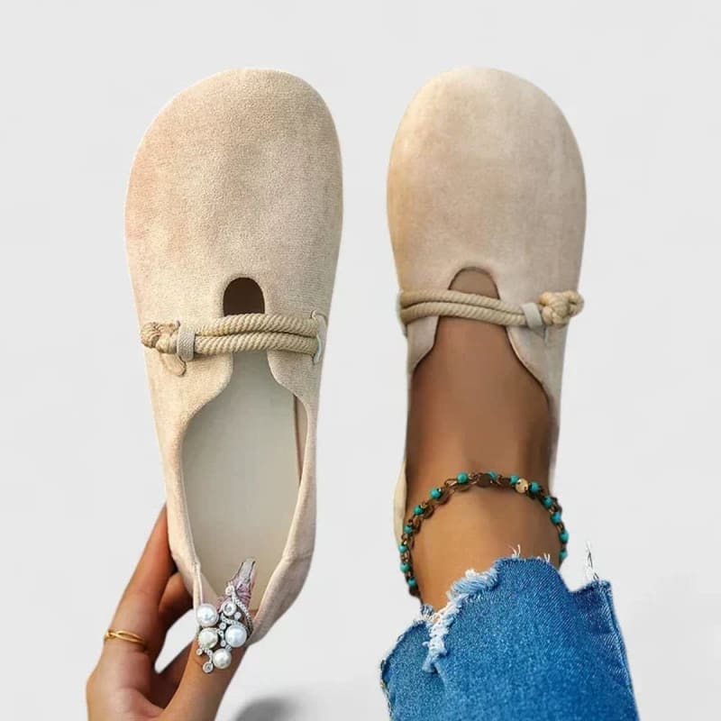 Women's Rope Strap Suede-Effect Orthopedic Flats | Mari_1