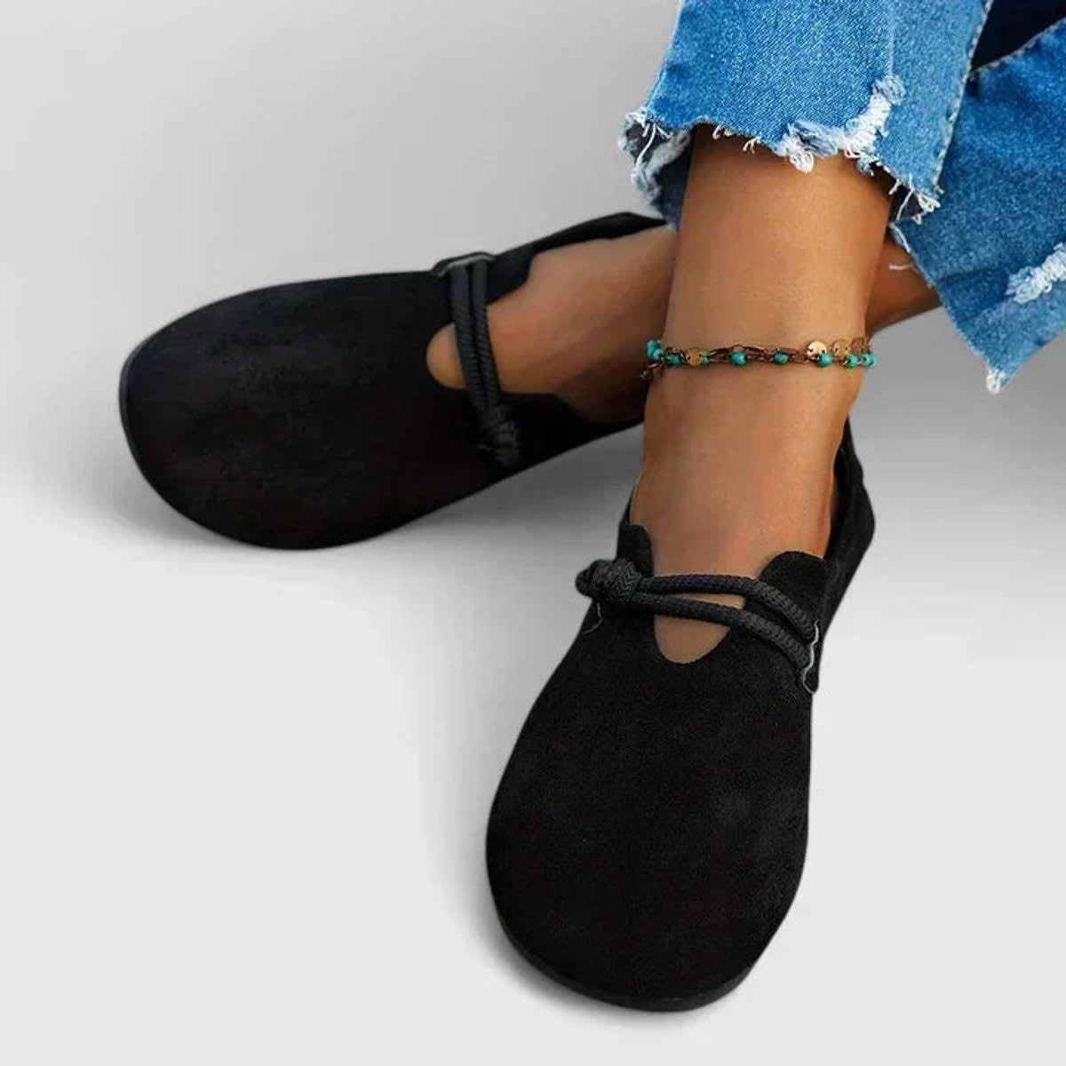 Women's Rope Strap Suede-Effect Orthopedic Flats | Mari_2