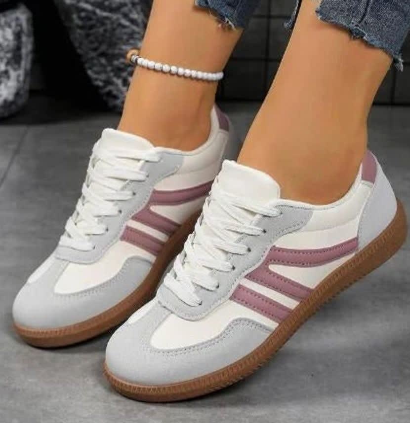 Women's Retro Stripe Orthopedic Trainers | Evanna_22