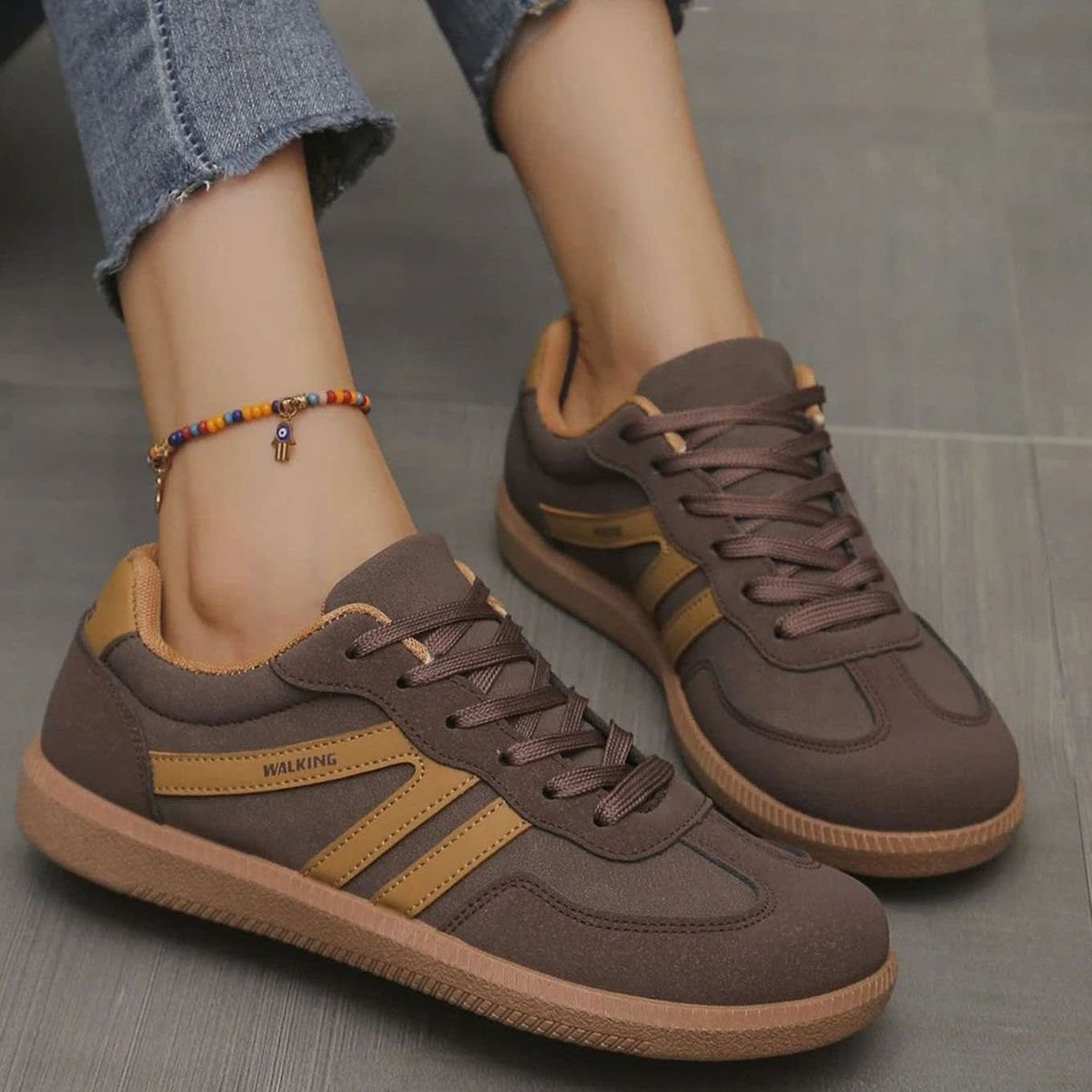 Women's Retro Stripe Orthopedic Trainers | Evanna_5