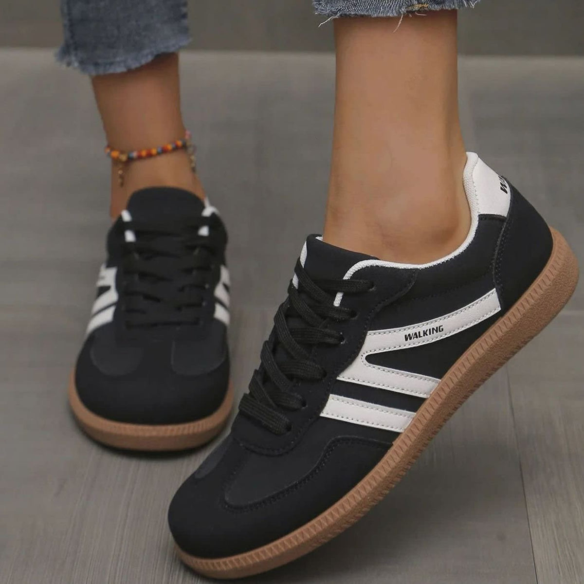 Women's Retro Stripe Orthopedic Trainers | Evanna_6