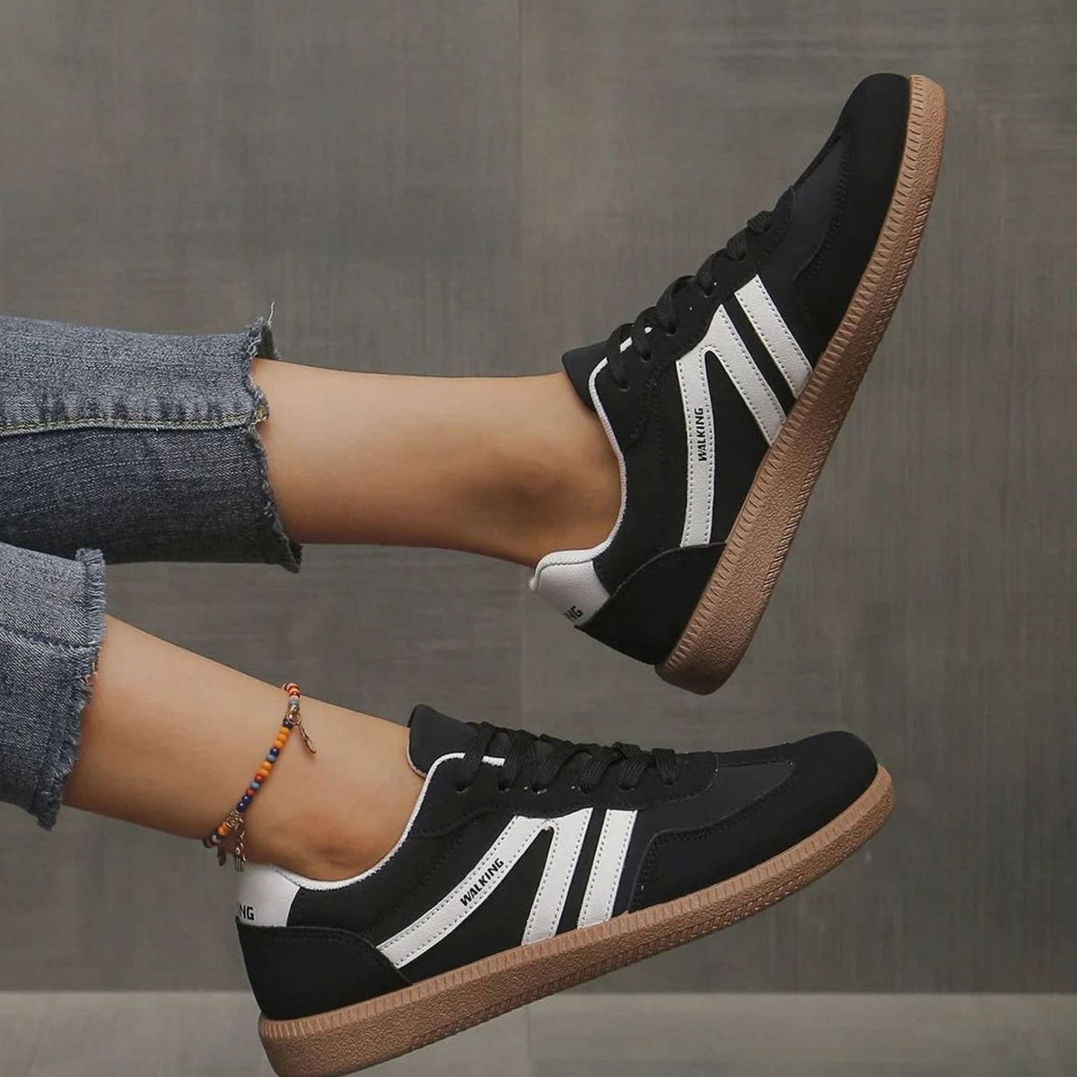 Women's Retro Stripe Orthopedic Trainers | Evanna_8