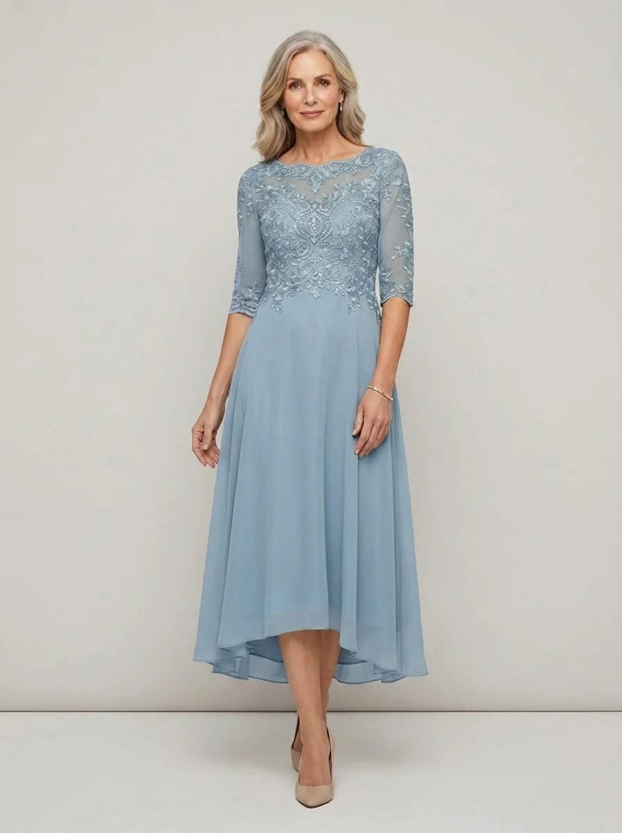 Women's Lace Mother of the Bride Wedding Guest Midi Dress | Monica_3