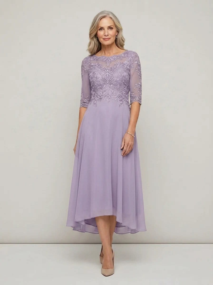 Women's Lace Mother of the Bride Wedding Guest Midi Dress | Monica_7