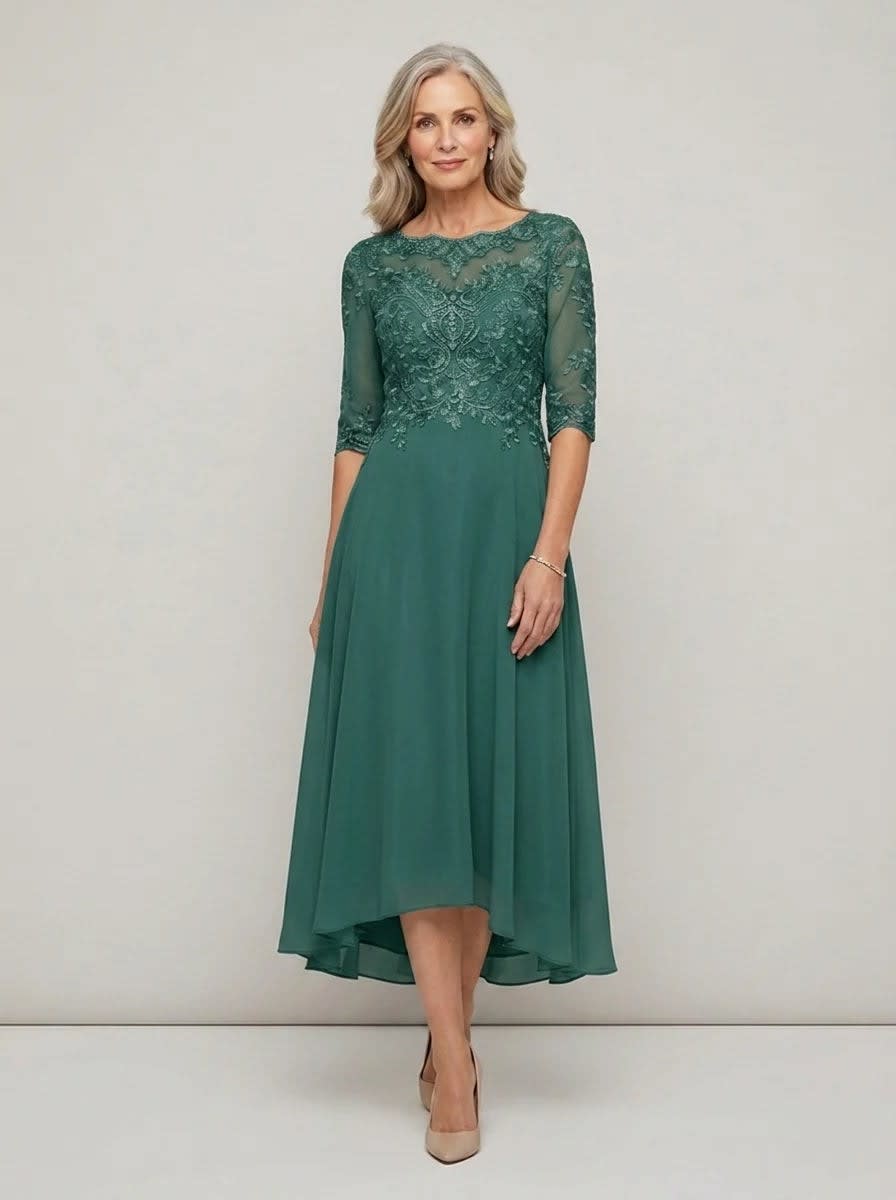 Women's Lace Mother of the Bride Wedding Guest Midi Dress | Monica_8