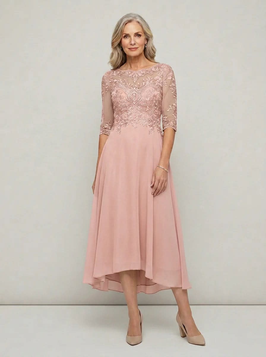 Women's Lace Mother of the Bride Wedding Guest Midi Dress | Monica_9