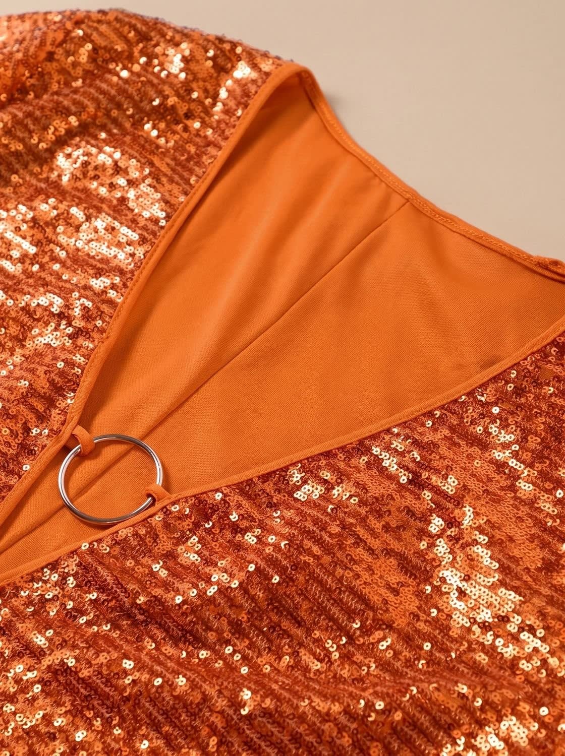 Women's Sequin Plunge Neck Christmas Party Mini Dress | Laurel_3