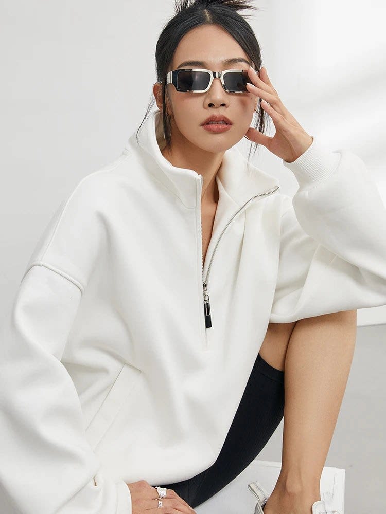 Women's Oversized Half Zip Sweatshirt | Flossie_2