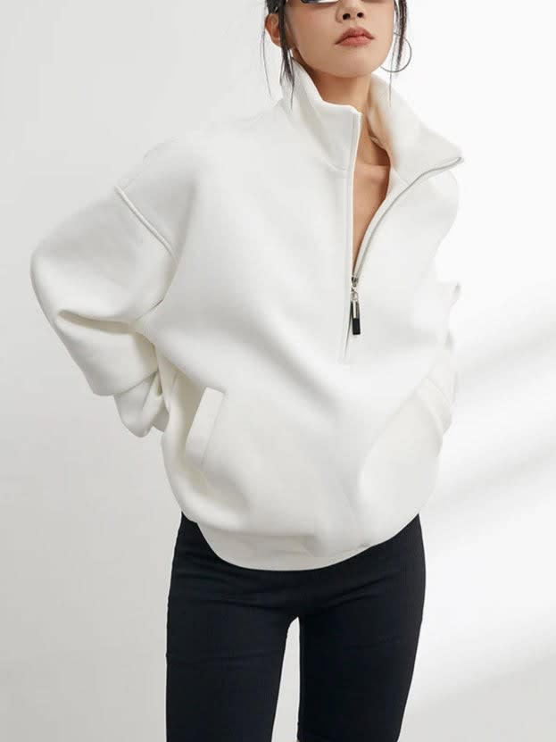 Women's Oversized Half Zip Sweatshirt | Flossie_3