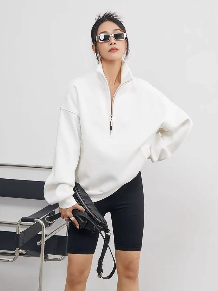 Women's Oversized Half Zip Sweatshirt | Flossie_5
