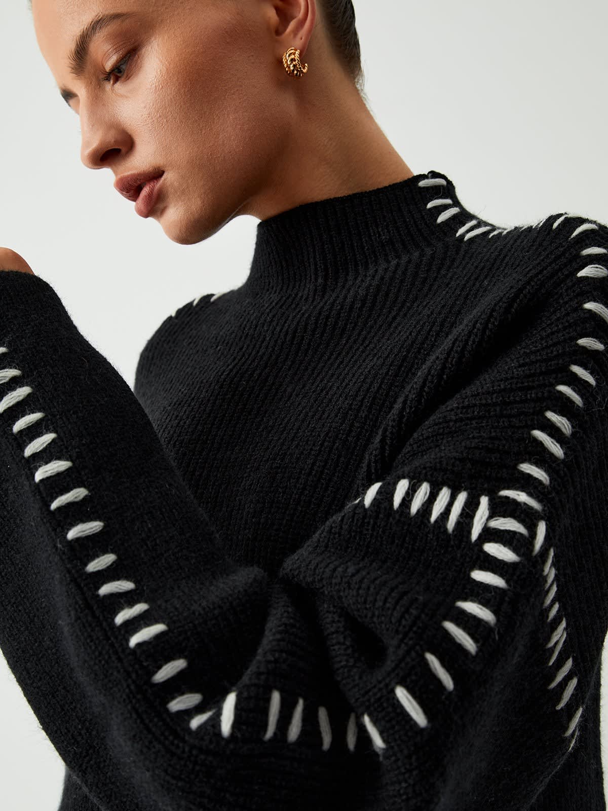 Women's Oversized Mock Neck Jumper | Beattie_5