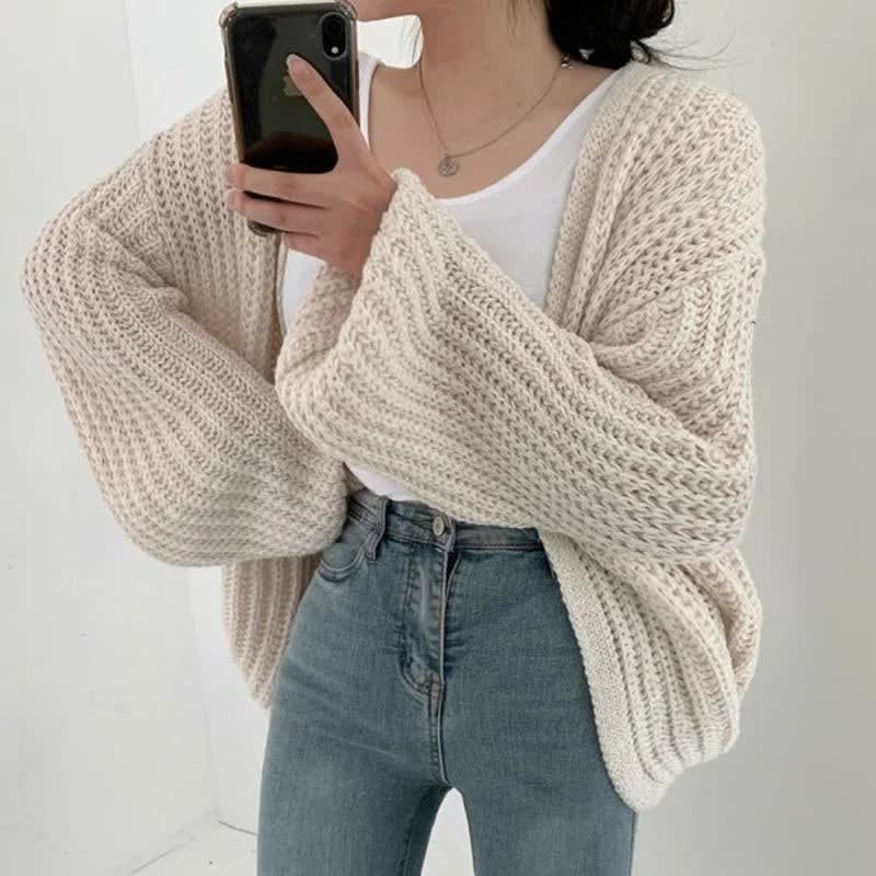 Women's Chunky Knit Open Front Cardigan | Dot_4