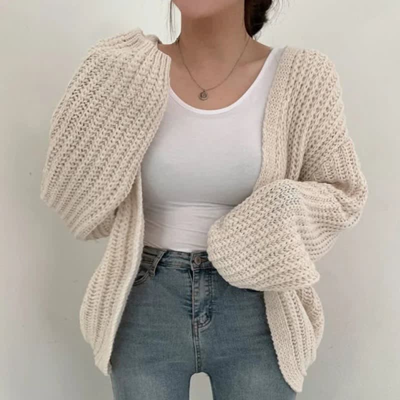 Women's Chunky Knit Open Front Cardigan | Dot_6