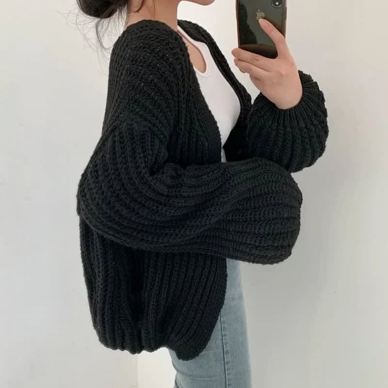 Women's Chunky Knit Open Front Cardigan | Dot_7