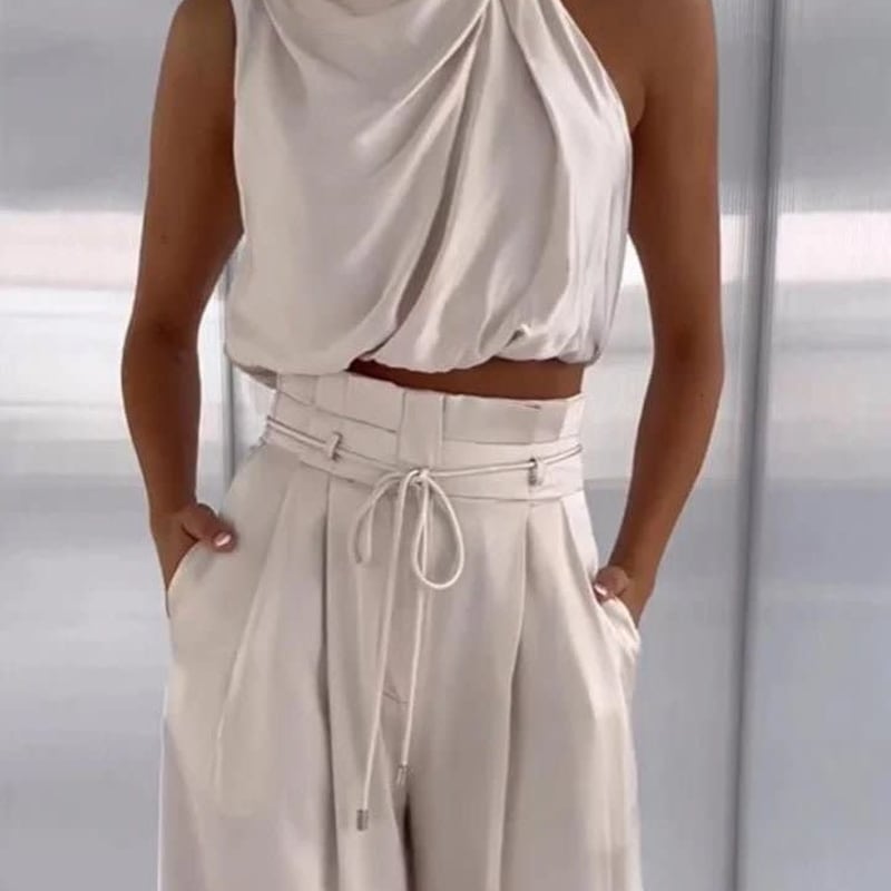 Women's Halter Neck Two-Piece Trouser Set | Carwen_1