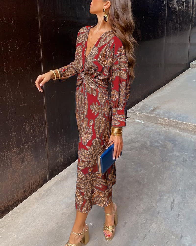 Women's Long Sleeve Floral Wedding Guest Maxi Dress | Anya_3