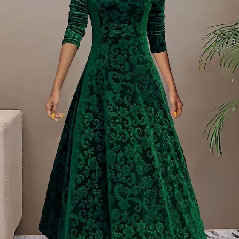 Women's Velvet Floral Midi Party Dress | Isabel_1