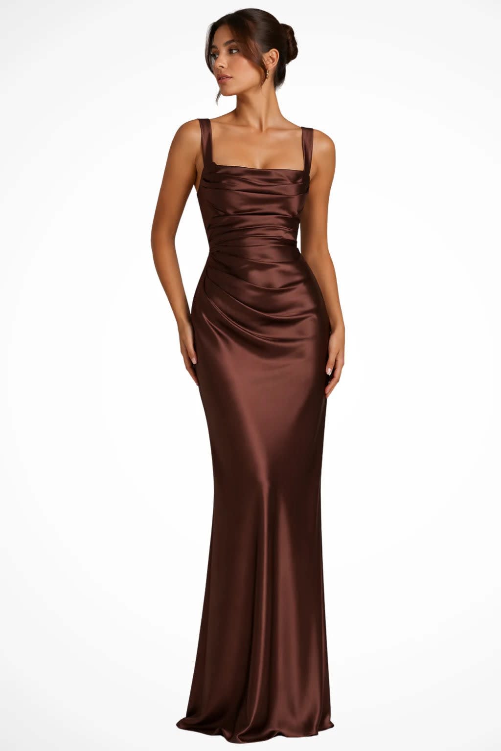 Women's Square Neck Ruched Wedding Guest Maxi Dress | Danielle Bell_3