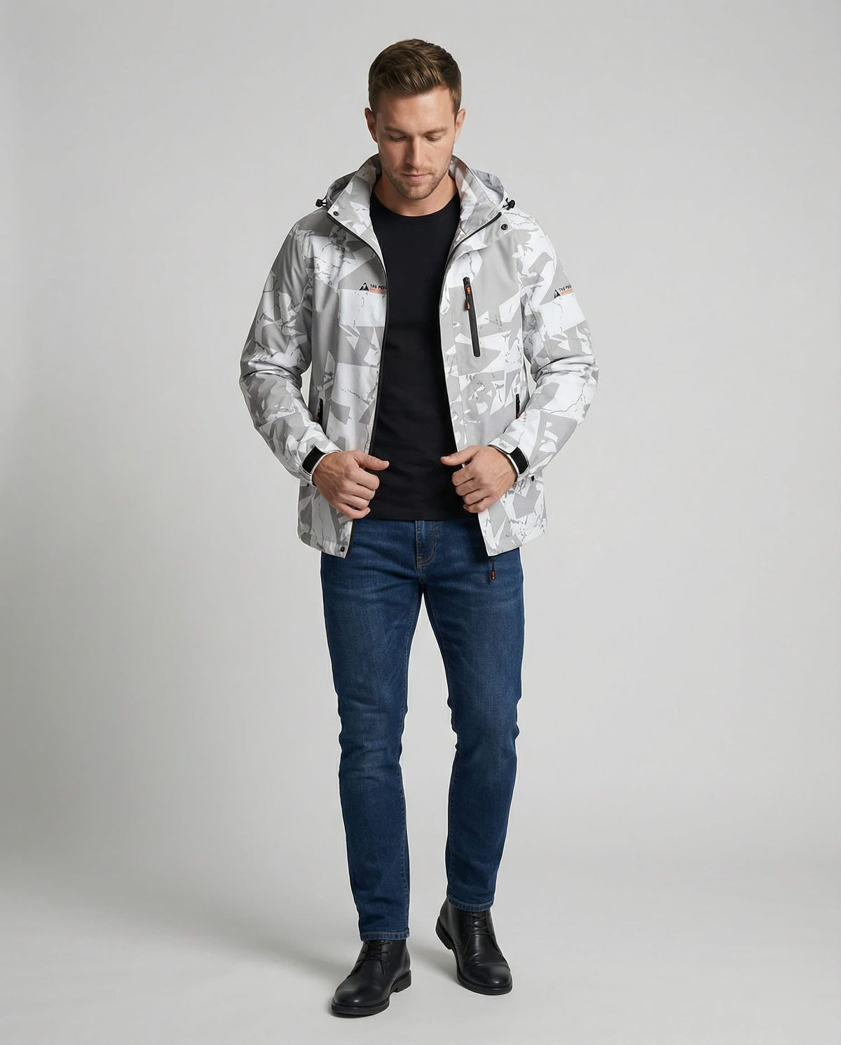 Men's Hooded Letter Print Ski Jacket For Winter | Oliver_3