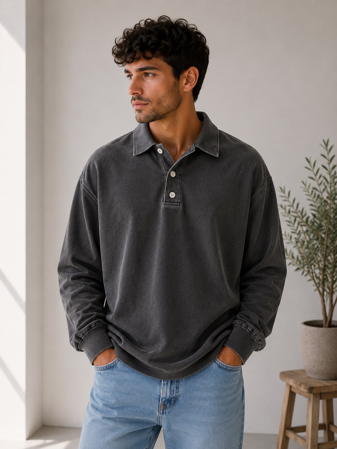 Men's Relaxed Fit Polo Sweatshirt | Vernon_10