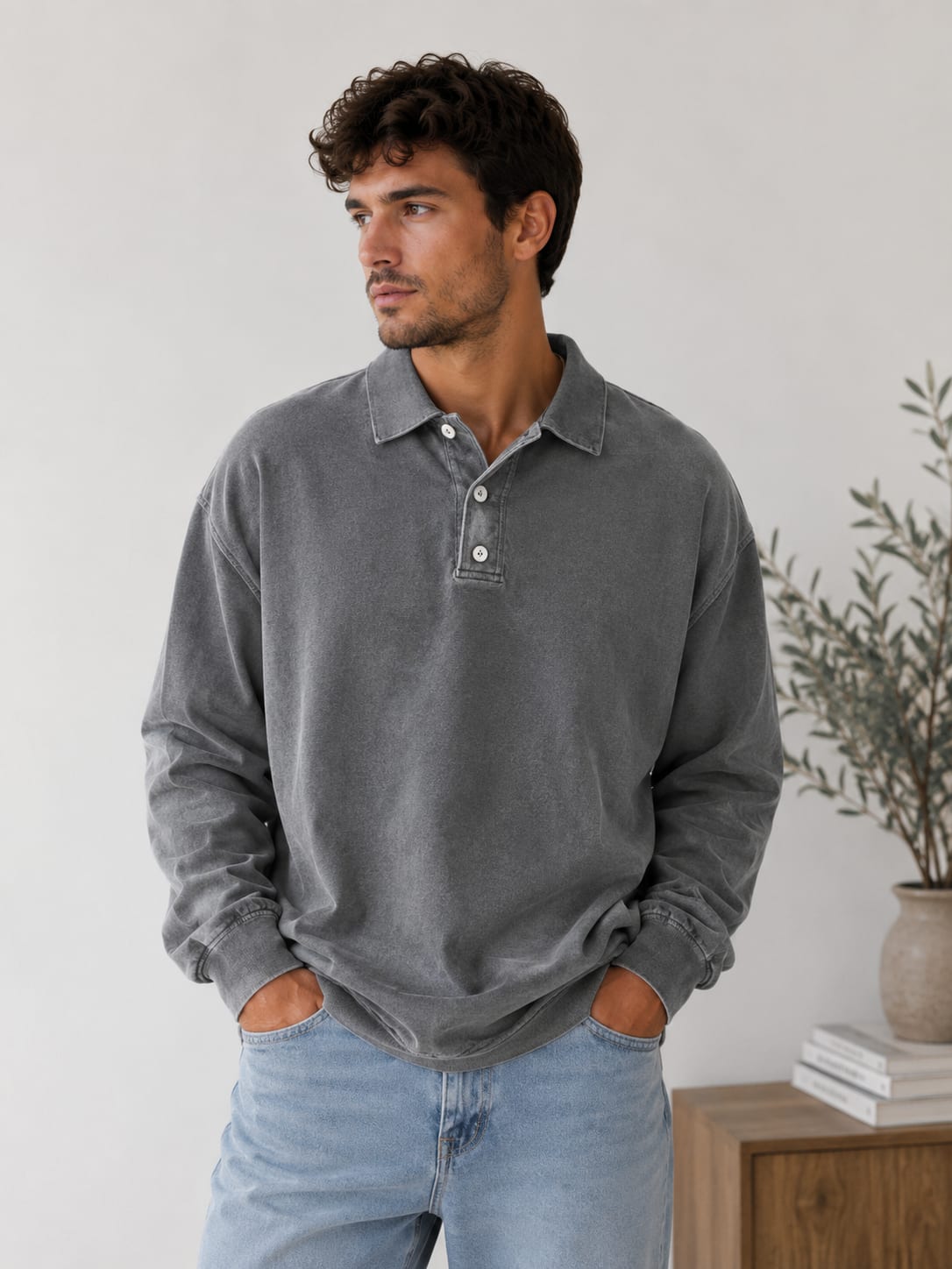 Men's Relaxed Fit Polo Sweatshirt | Vernon_3