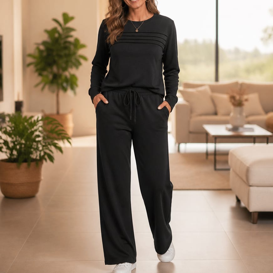 Women's Crew Neck Drawstring Lounge Set | Janice_12