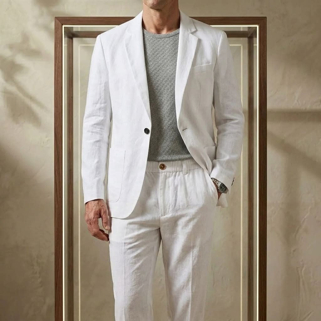 Men's Linen Blend Relaxed Fit Suit | Guy_3