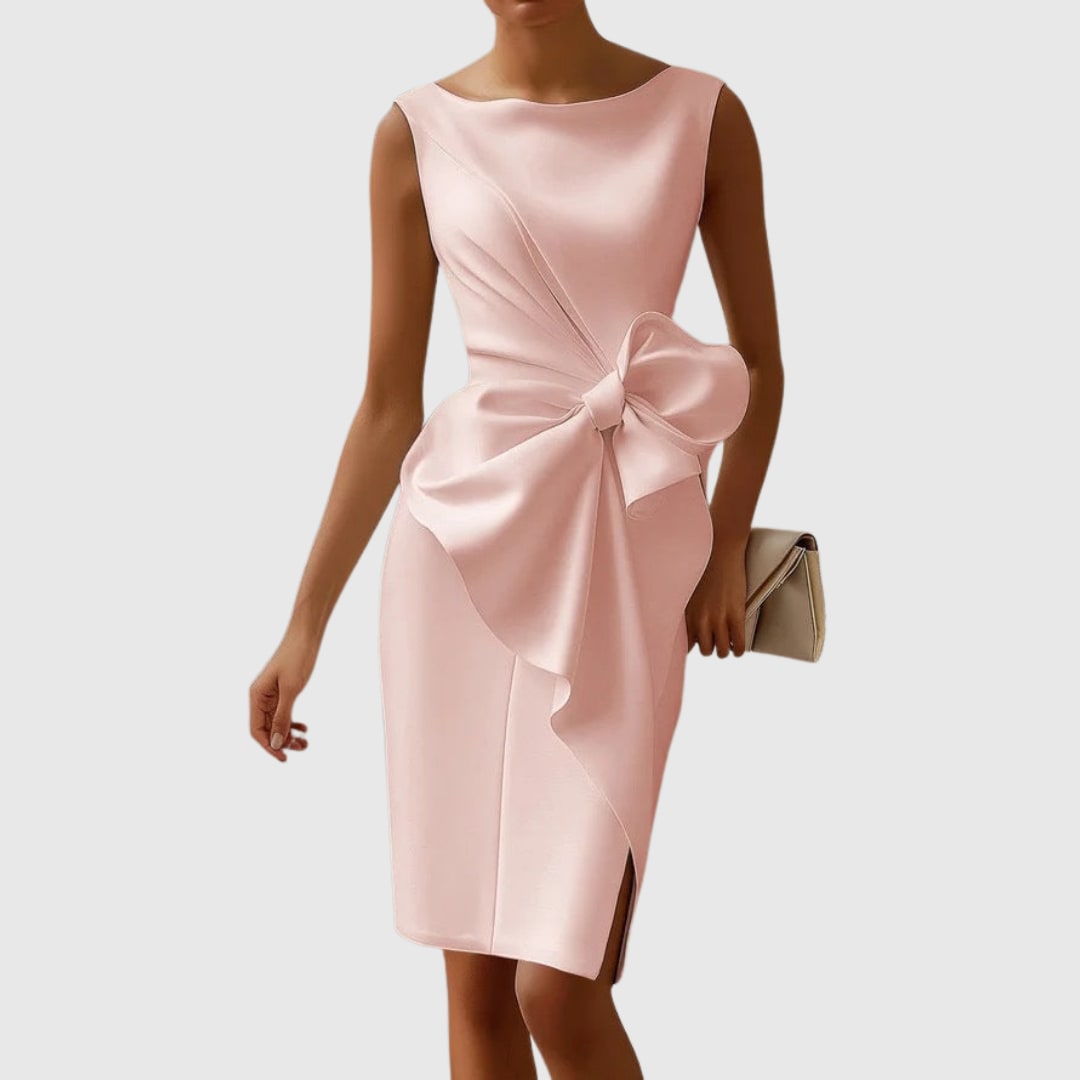 Women's Sleeveless Bow Detail Midi Dress | Valentina_3