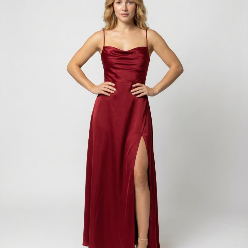 Women's Satin Cowl Neck Maxi Dress | Aveline_1