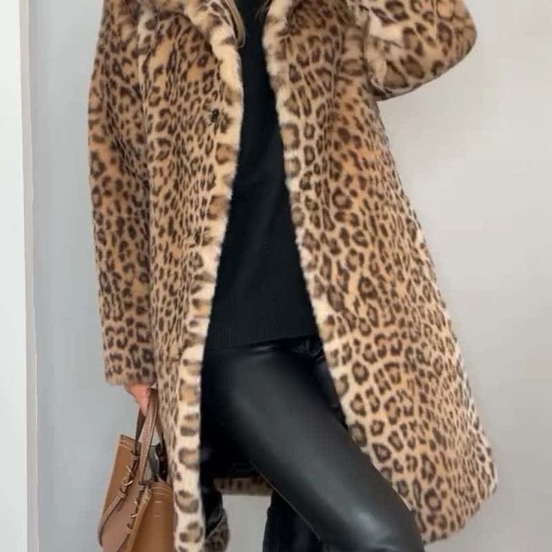Women's Leopard Print Faux Fur Coat | Robyn_1