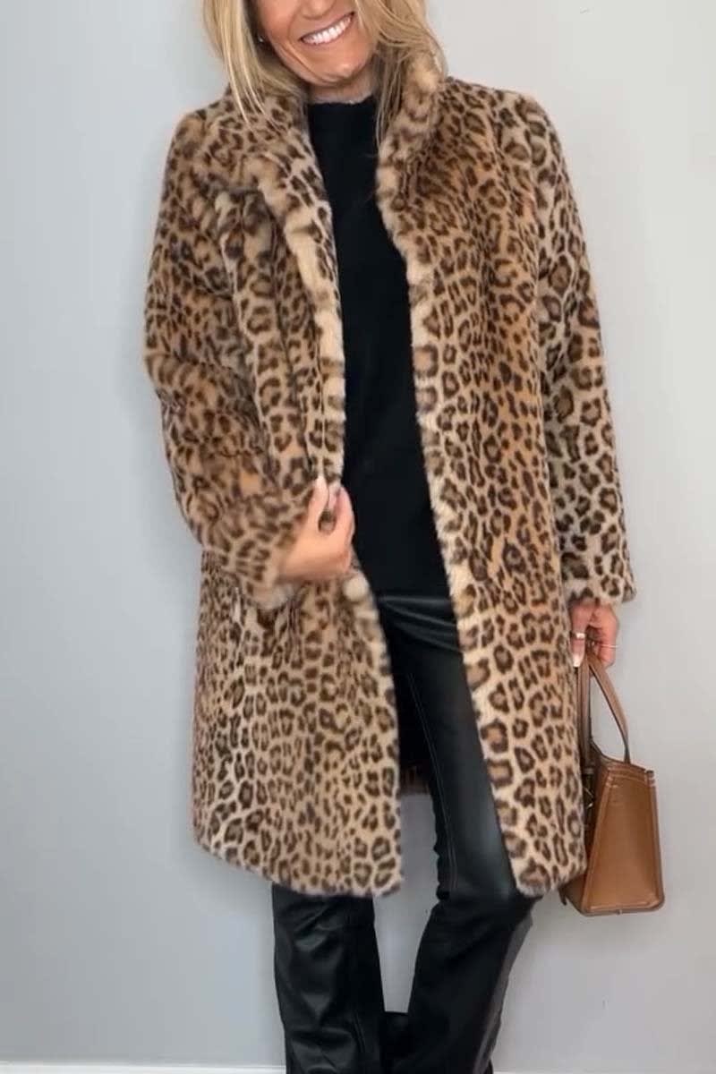 Women's Leopard Print Faux Fur Coat | Robyn_2