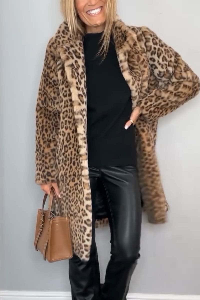 Women's Leopard Print Faux Fur Coat | Robyn_3