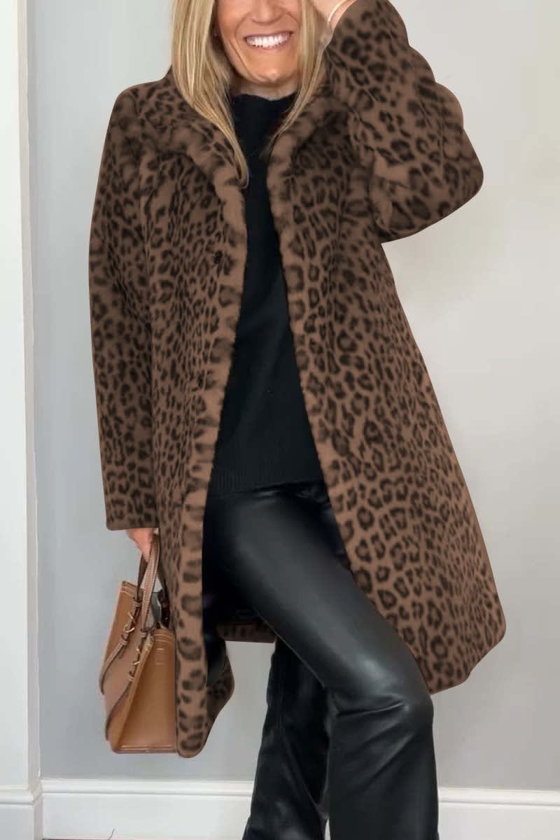 Women's Leopard Print Faux Fur Coat | Robyn_6