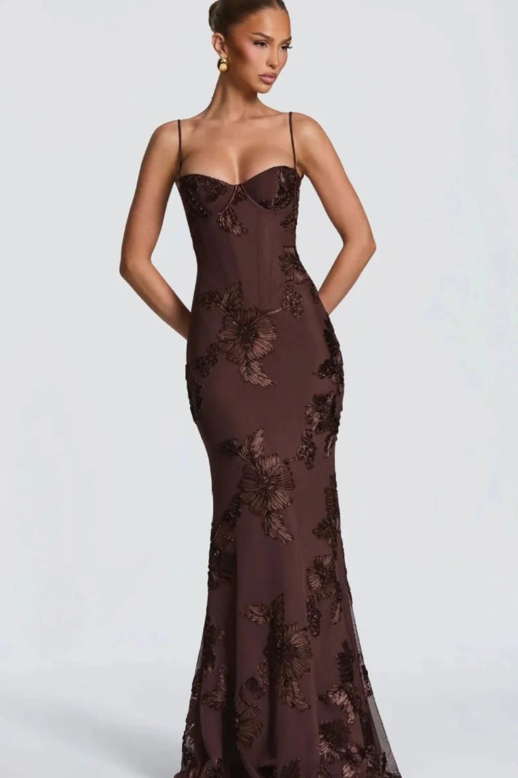 Women's Floral Embroidered Corset Wedding Guest Maxi Dress | Julia Foster_11