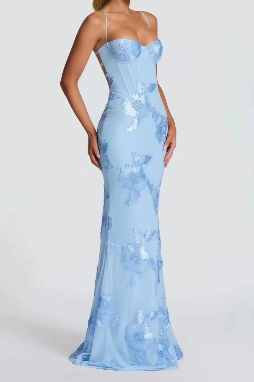 Women's Floral Embroidered Corset Wedding Guest Maxi Dress | Julia Foster_14