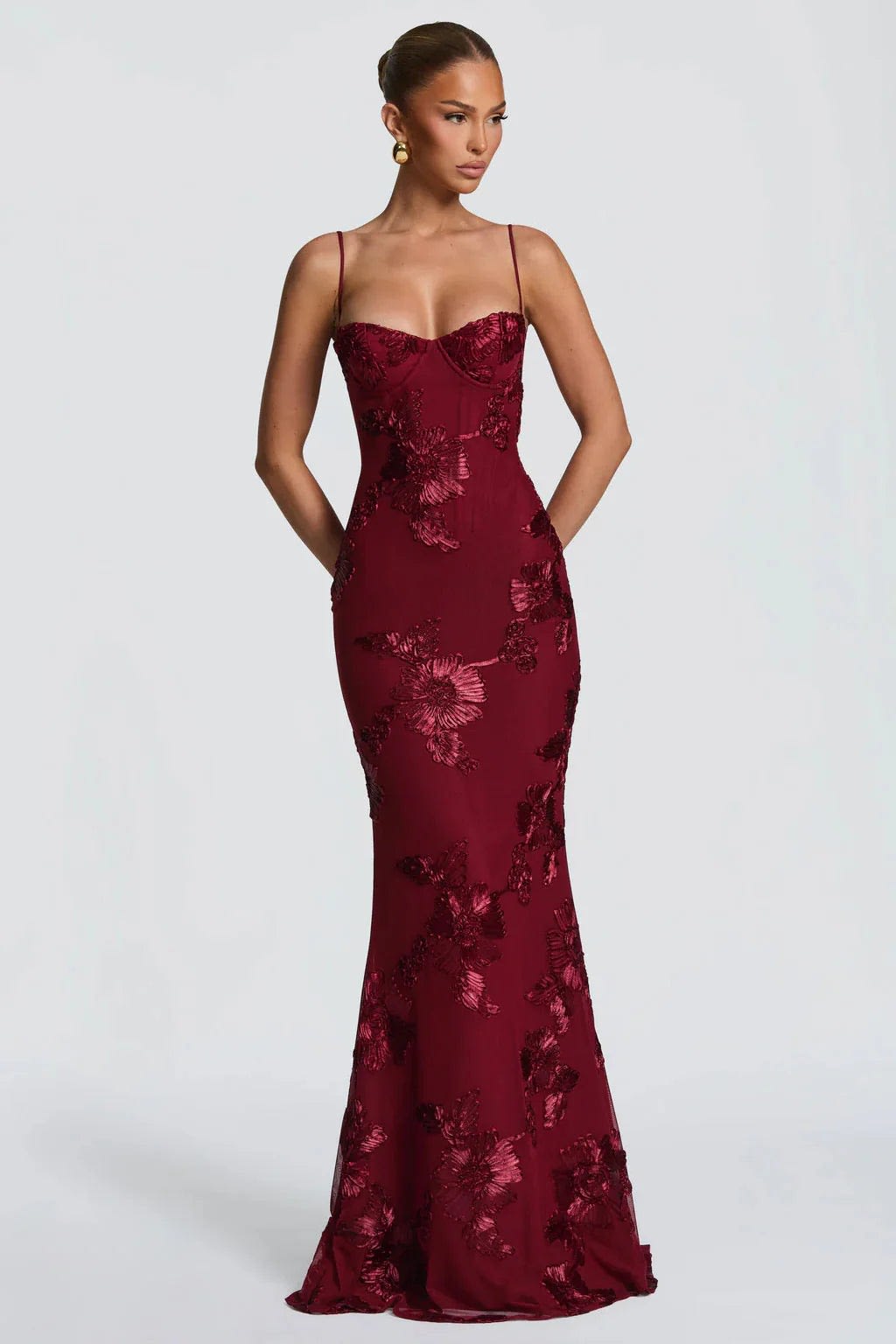 Women's Floral Embroidered Corset Wedding Guest Maxi Dress | Julia Foster_17