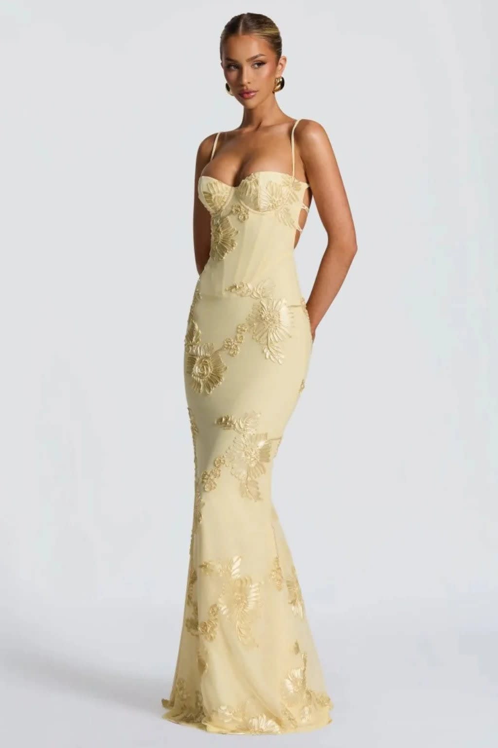 Women's Floral Embroidered Corset Wedding Guest Maxi Dress | Julia Foster_2