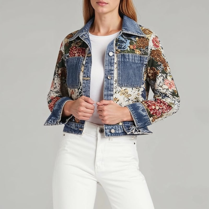 Women's Floral Denim Jacket | Amelie_1