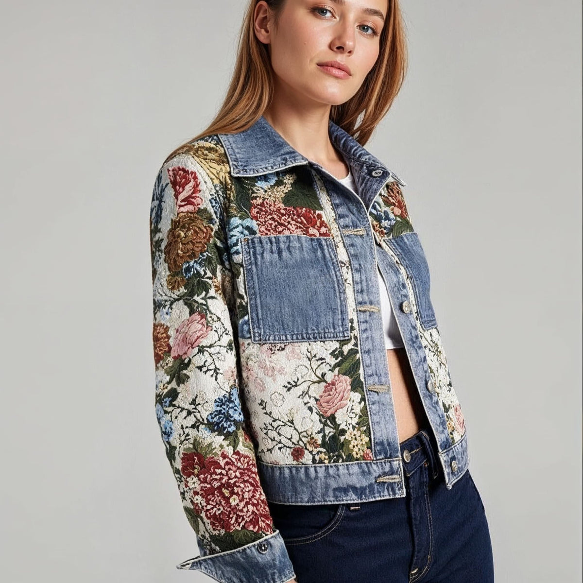 Women's Floral Denim Jacket | Amelie_3