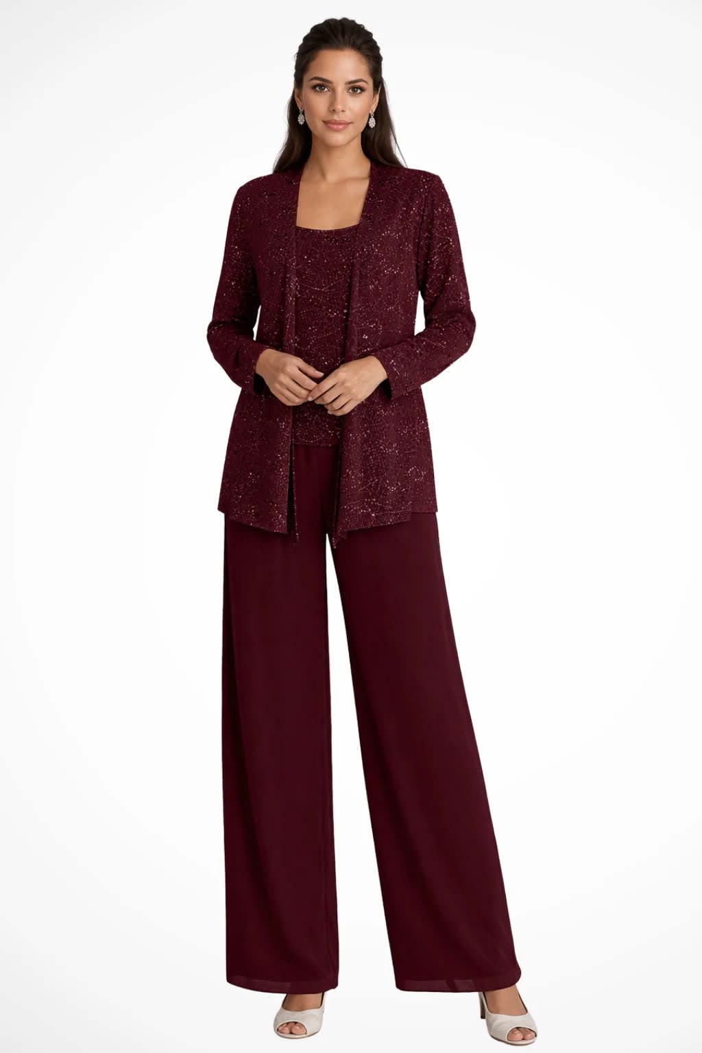 Women's Sequin Lace Wedding Guest Trouser Suit | Brittany_11