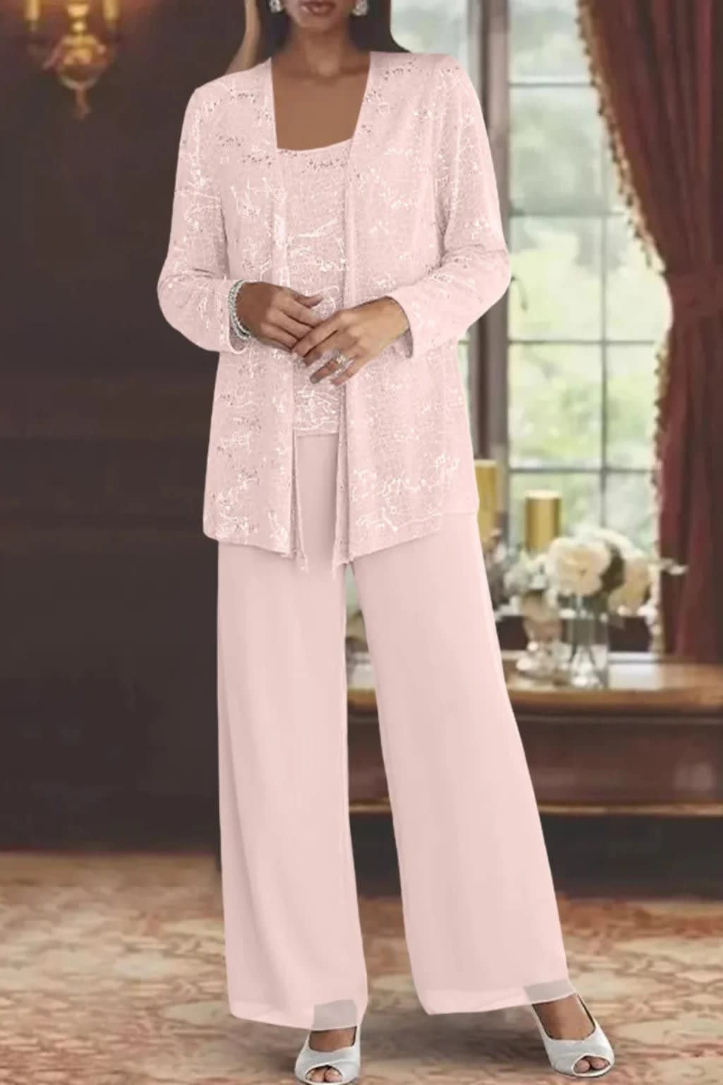 Women's Sequin Lace Wedding Guest Trouser Suit | Brittany_14
