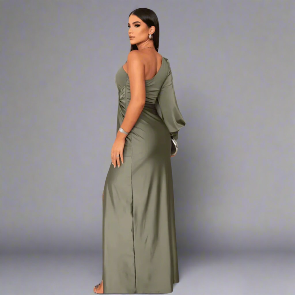Women's One-Shoulder Satin Hoco Dress | Madeline_4