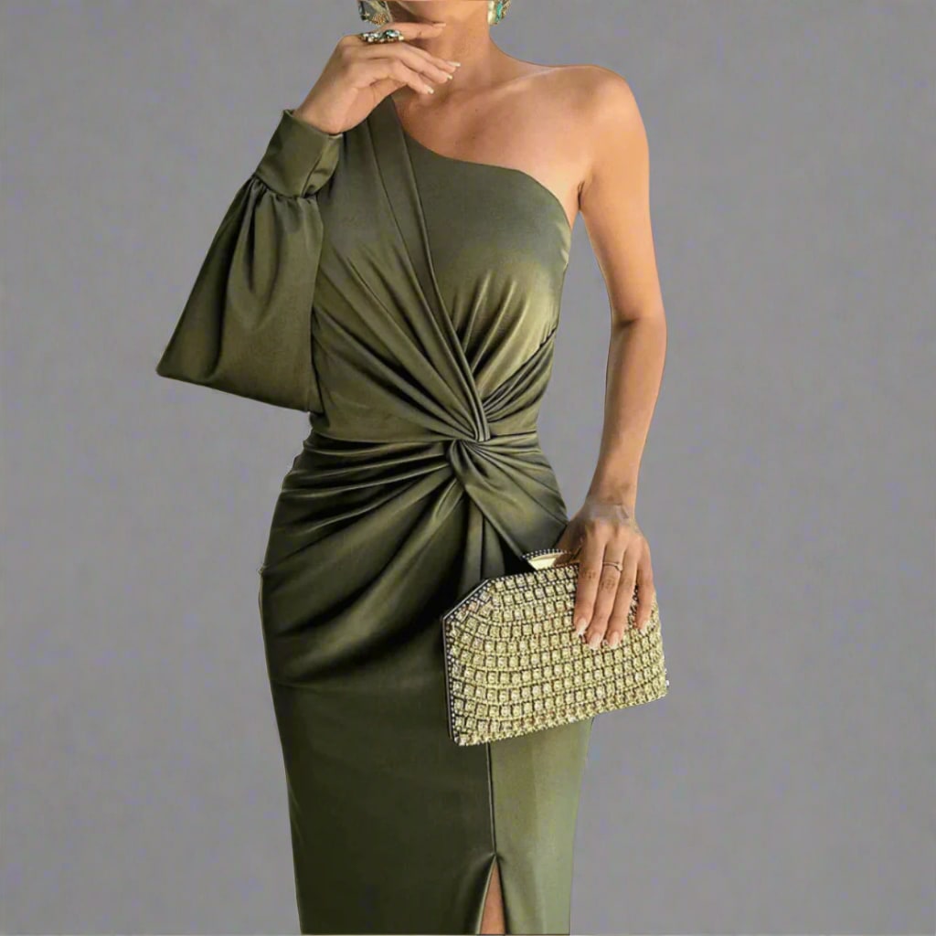 Women's One-Shoulder Satin Hoco Dress | Madeline_5