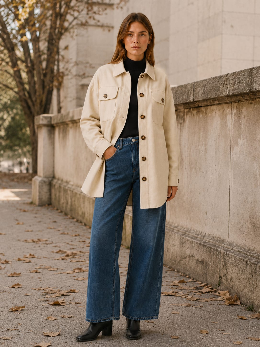 Women's Button-Front Shirt Jacket with Chest Pockets | Natalie Rivera_5