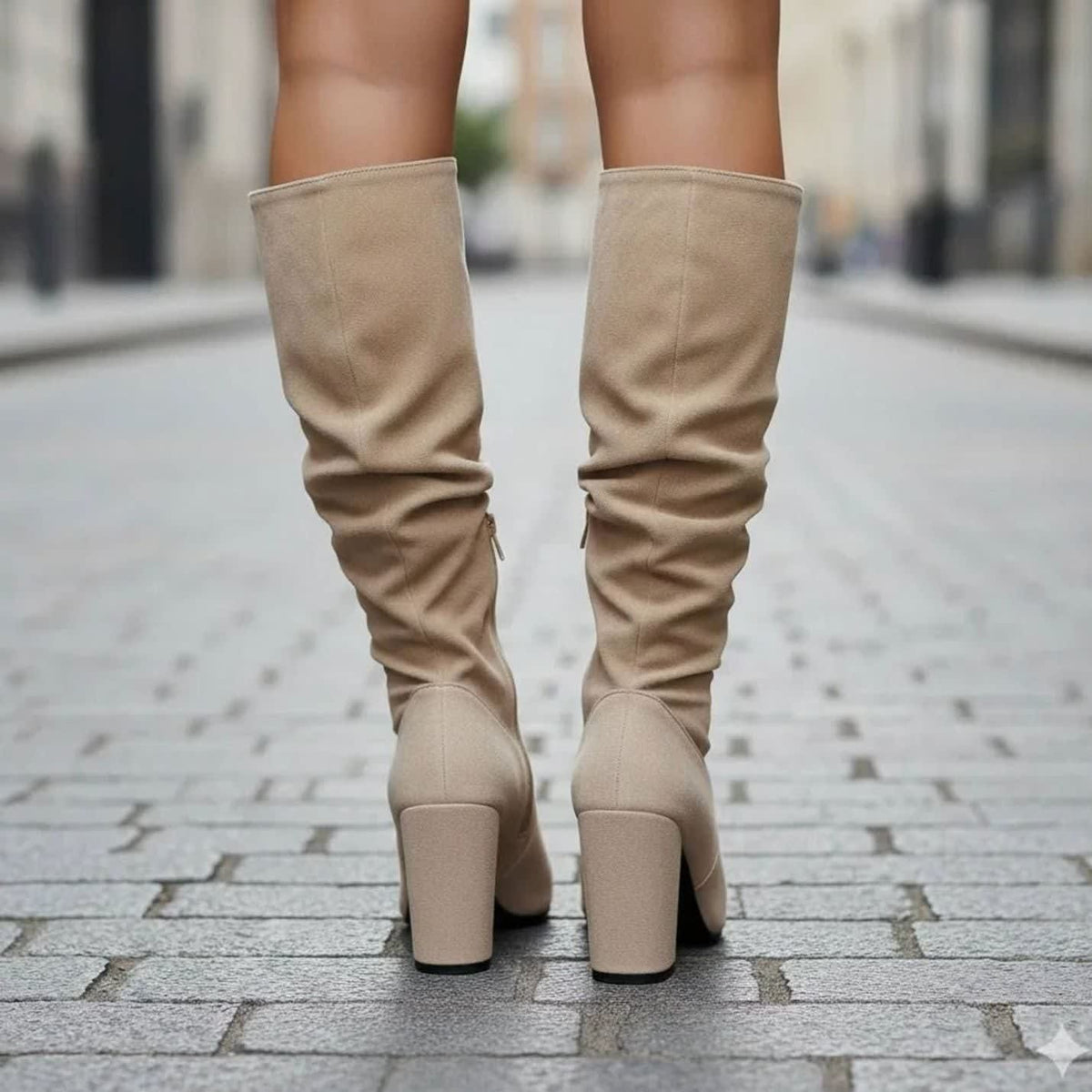 Women's Ruched Block Heel Knee High Boots | Wren_3