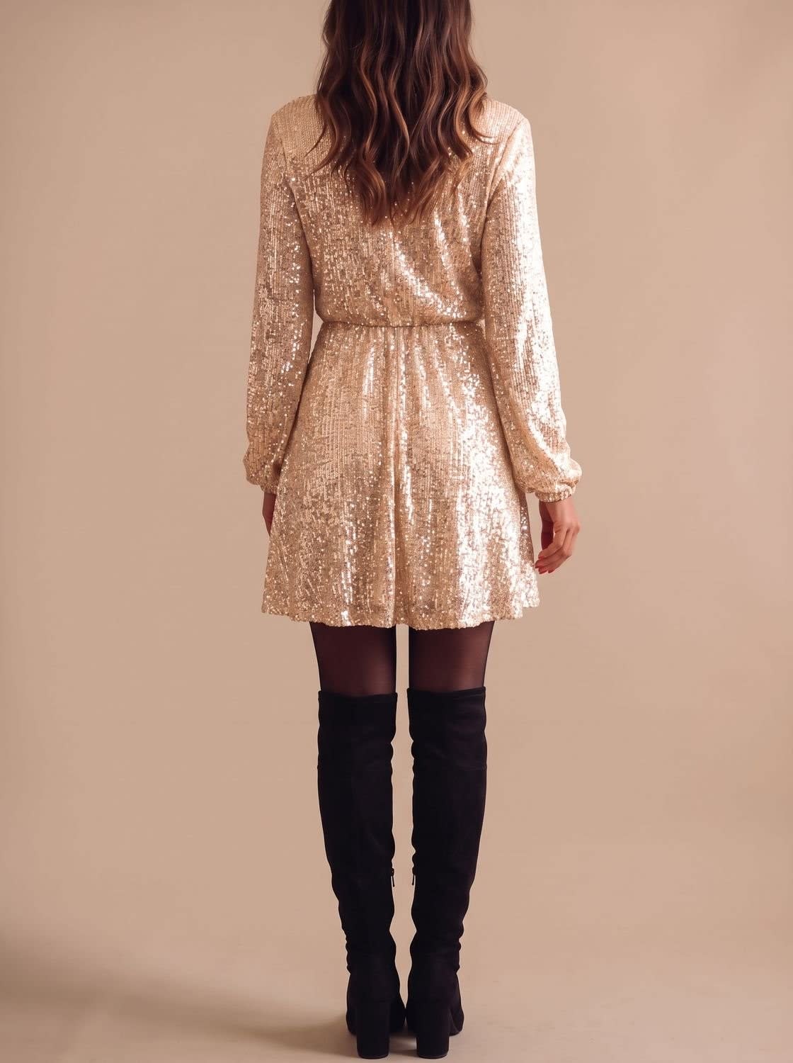 Women's Sequin Wrap Christmas Party Dress | Jordan_4