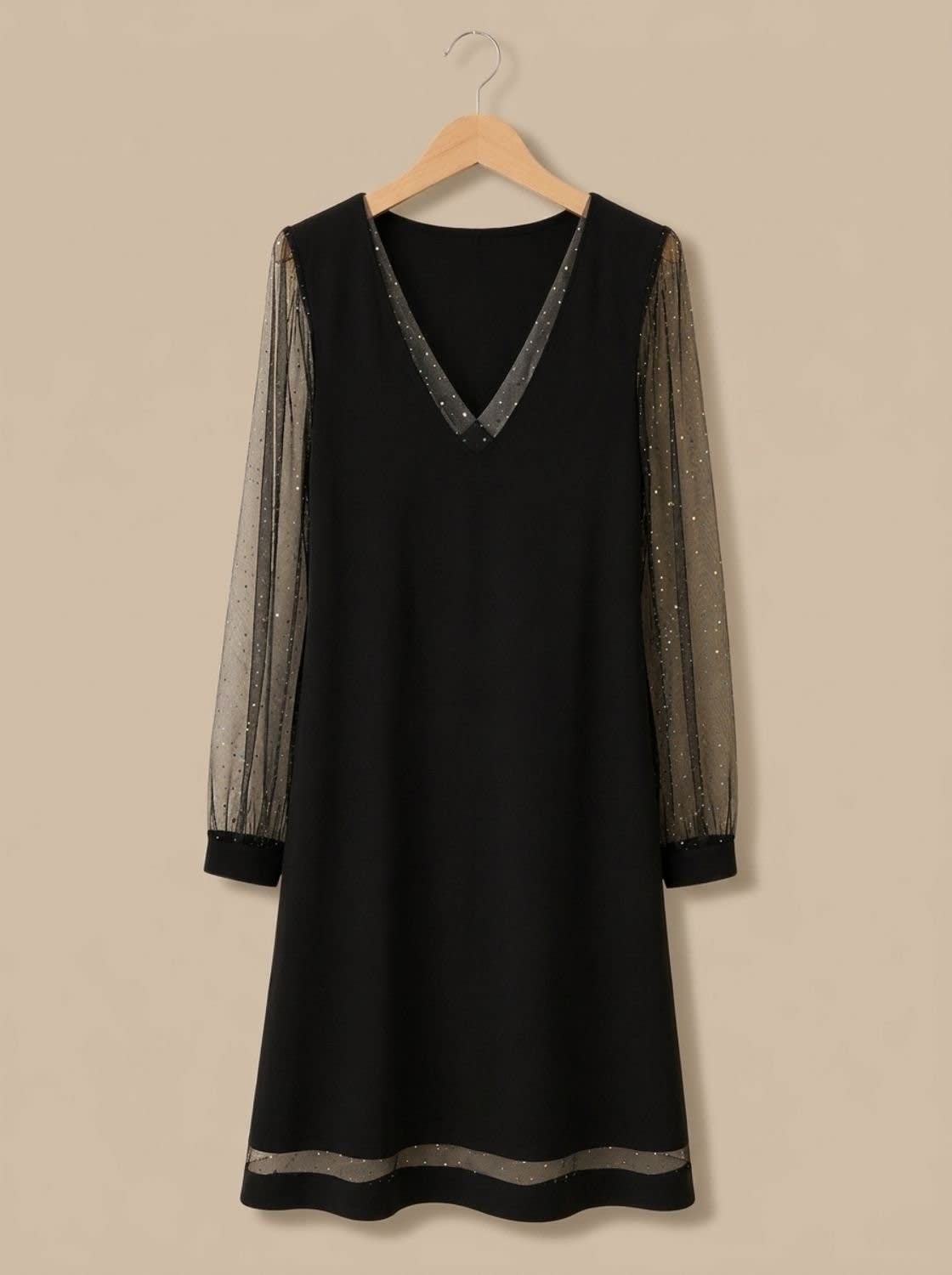 Women's Glitter Mesh Sleeve Christmas Party Mini Dress | Carys_4